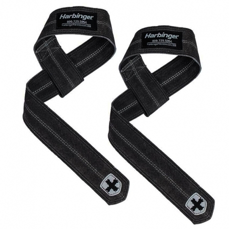 Dây kéo lưng Harbinger Leather Lifting Straps, Black  - Gymstore cao cấp, độ bám tốt, tăng lực kéo