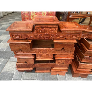 Đế tam sơn gỗ hương, tam cấp gỗ, bục tam cấp cỡ đại mặt 22 và 25 cm