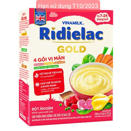 [HSD T09-2025] Bột Ăn Dặm RiDielac Gold 4 Vị Mặn - Hộp Giấy 200g