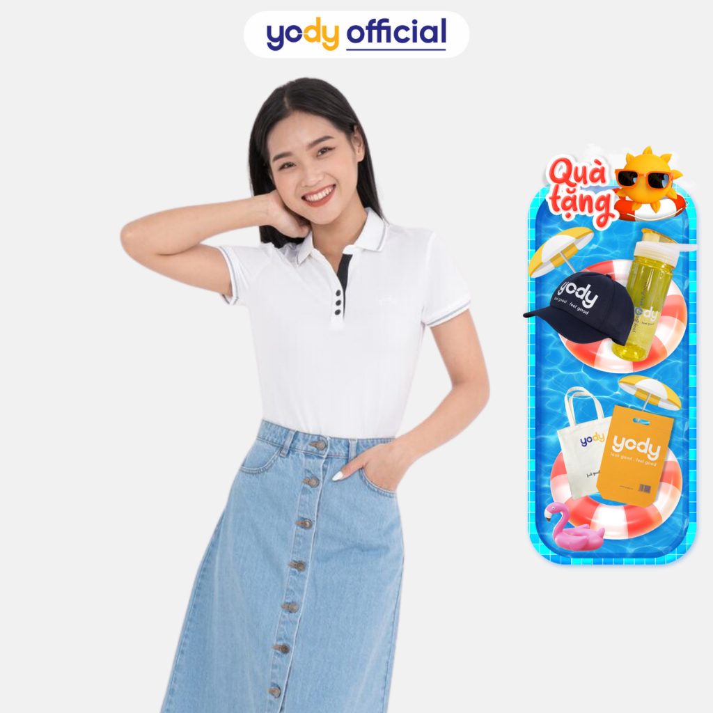 Áo Phông Polo Nữ YODY chất liệu cotton coolmax áo thun có cổ mềm mịn thoáng mát APN3516