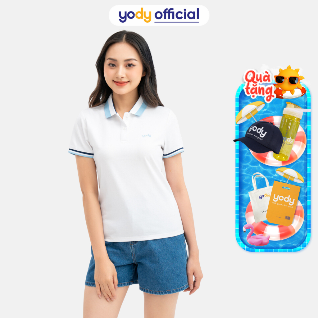 Áo phông có cổ nữ Yody chất liệu tái chế Recycle Clean áo thun polo mềm mịn thoáng mát thấm hút APN6256