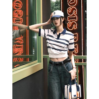 Áo croptop polo kẻ ngang QCL1 LuciK Shop AT0032