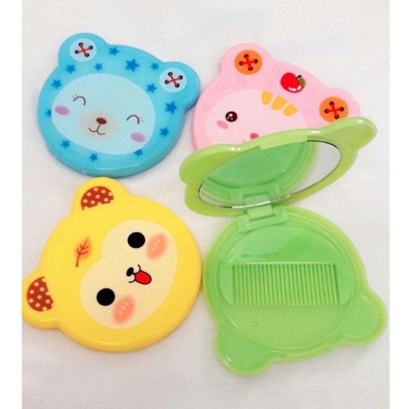 ( Lốc 5 cái ) Gương trang điểm bỏ túi kèm Lược - Mẫu Mini hình Gấu
