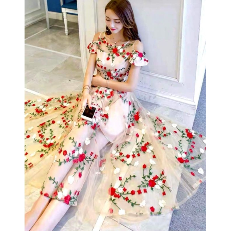 đầm ren thêu nữ 88