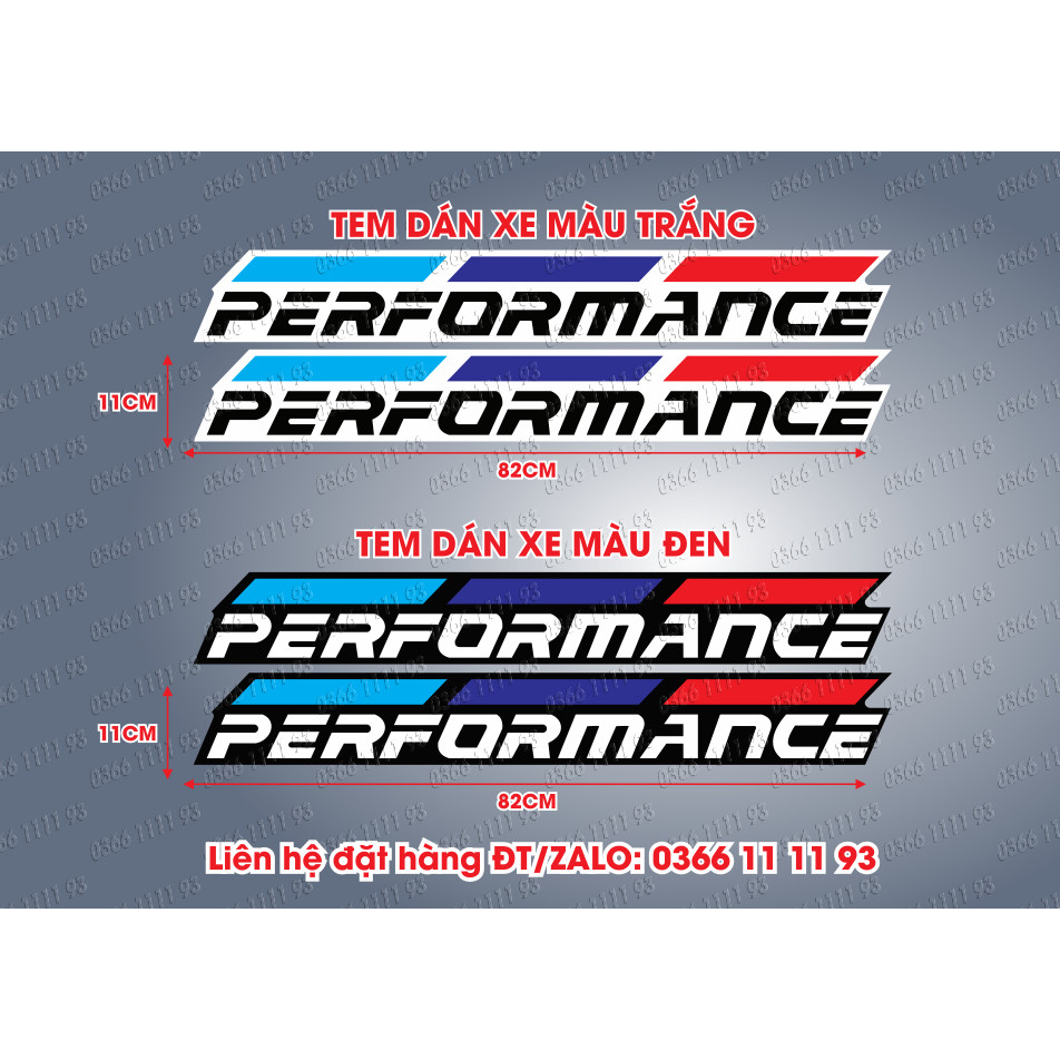 Tem dán cửa xe ôtô Performance , xe tải, xe con các loại Sl: 2 tem