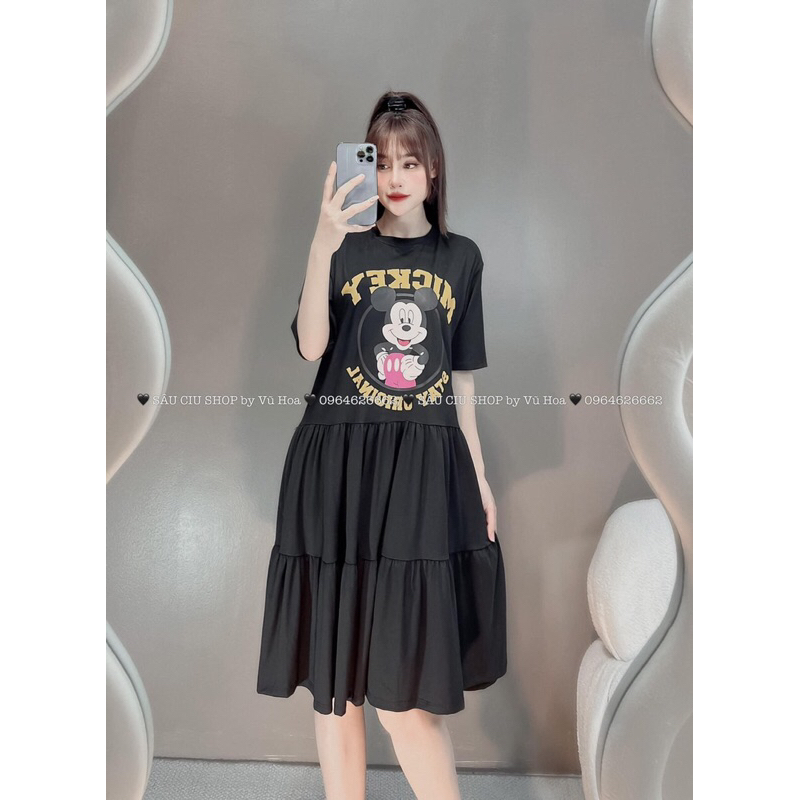 VÁY SUÔNG BBD 3 TẦNG IN HÌNH CHUỘT MICKEY HAI MÀU DỄ MẶC HÀNG CHUẨN LOẠI 1