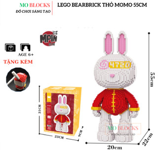 Lego thỏ momo 55cm thỏ đỏ bộ đồ chơi lắp ráp mô hình 3d decor trang trí thỏ tai đỏ 55cm - moblocks