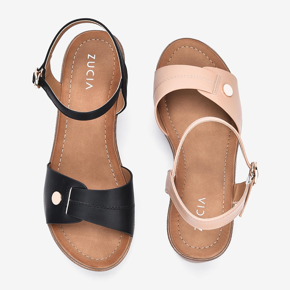 Giày Sandals Đế Xuồng Zucia Quai Ngang Bản To Đế Cao Su 7cm - SHLC3