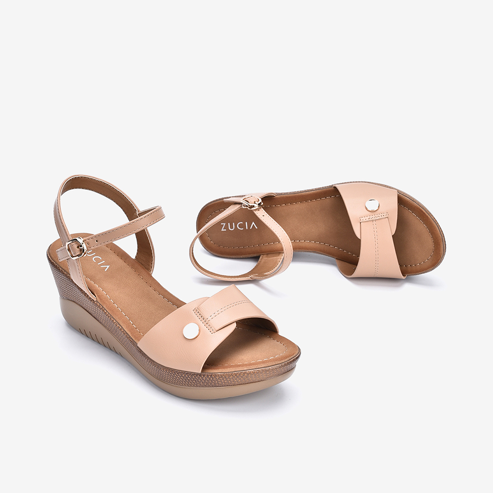 Giày Sandals Đế Xuồng Zucia Quai Ngang Bản To Đế Cao Su 7cm - SHLC3