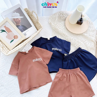 Bộ cộc tay bé trai CHIVU'sKID chất cotton tàu thoáng mát, đồ bộ bé trai từ 8-22kg