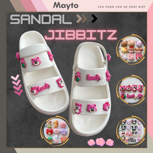 Sandal quai hậu nữ kèm Jibbitz dép quai ngang bánh mì 3cm MayTo dễ thương Ulzzang màu trắng, đen, hồng QN-DB2