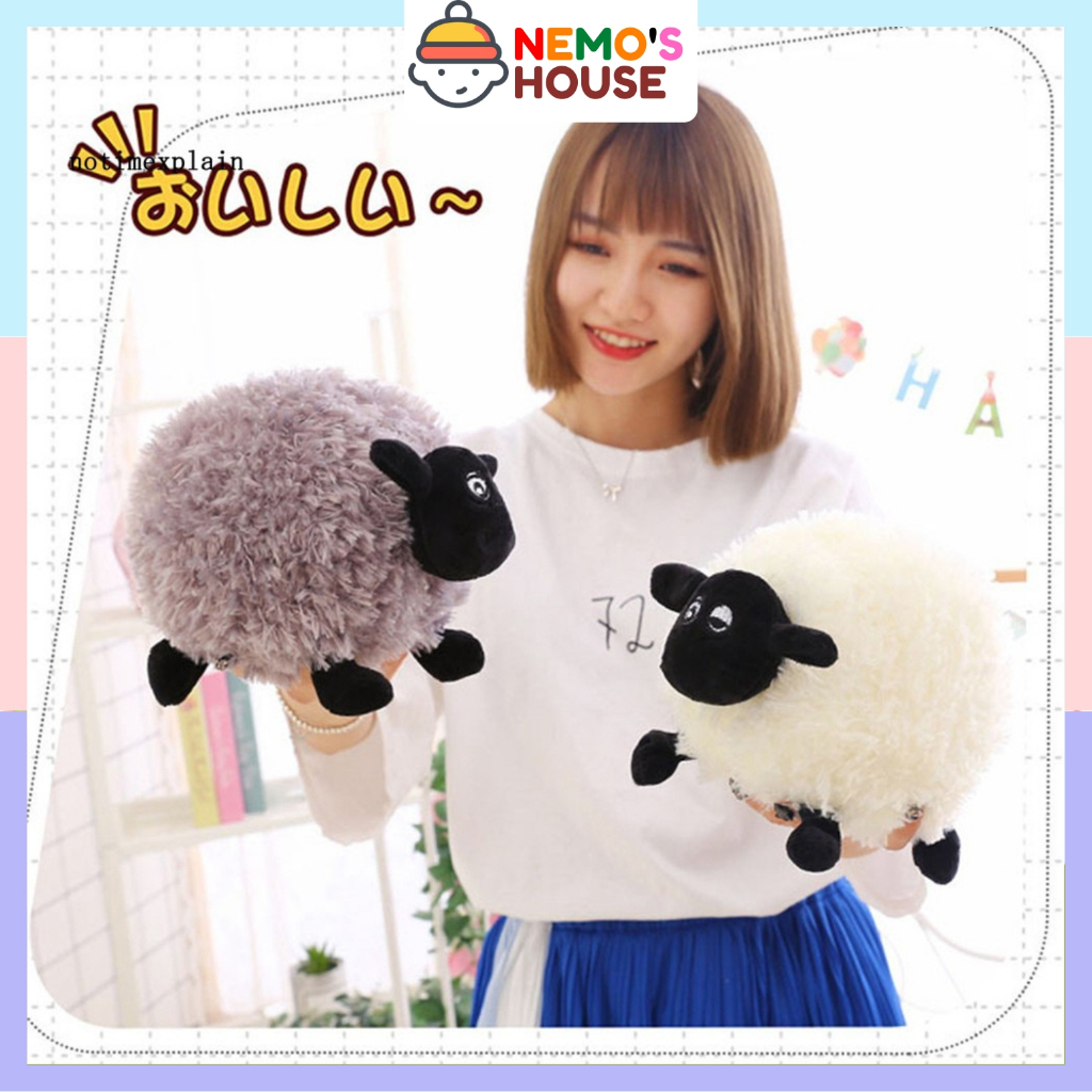 Gấu bông cừu, thú nhồi bông cừu con màu nâu đáng yêu cho bé