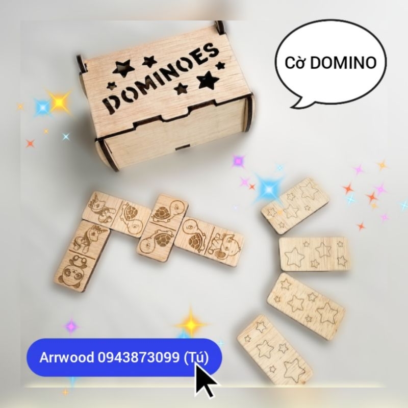 Cờ xếp hình, cờ domino trẻ em bằng gỗ, domino, cờ domino phát triển trí tuệ, lô gic, cờ domino hình 