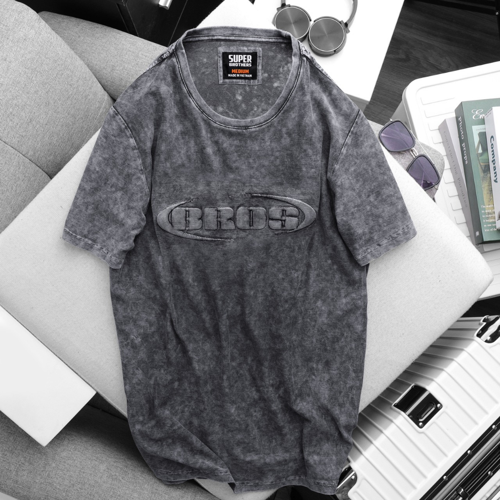Áo Thun Wash Unisex Cao Cấp SUPER BROS Với Nhiều Màu Nam Tính. Chất Vải Cotton Co Dãn Tạo Cảm Giác Thoải Mái.