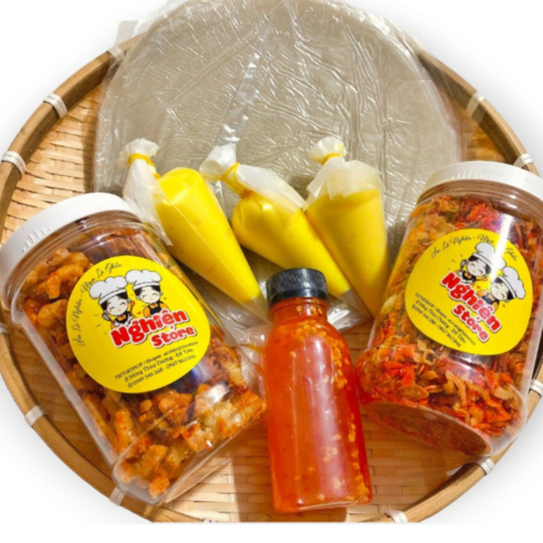 Combo Tóp Mỡ Da Heo Bơ Tỏi Bánh Tráng Phơi Sương 300Gr | Nghiện Store | Freeship