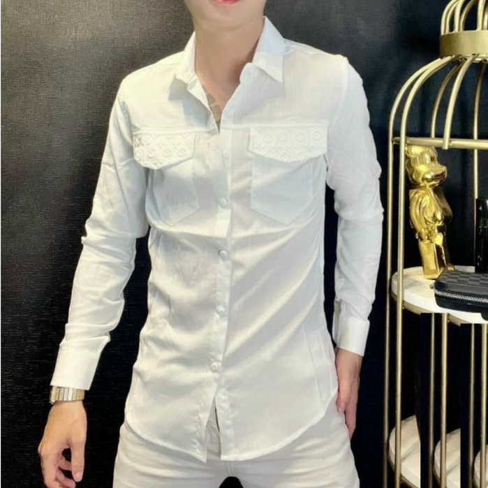 Áo sơ mi nam nữ dài tay mẫu mới vải đũi L.V nổi thời trang cao cấp phong cách nổi bật