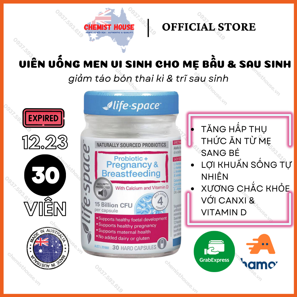 Men vi sinh ngừa táo bón cho bà bầu Life Space Probiotic for Pregnancy & Breastfeeding