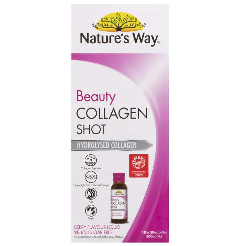 Nature's Way Beauty Collagen Shots Collagen Liquid Collagen nước thủy phân hộp 10 chai hàng nội địa Úc