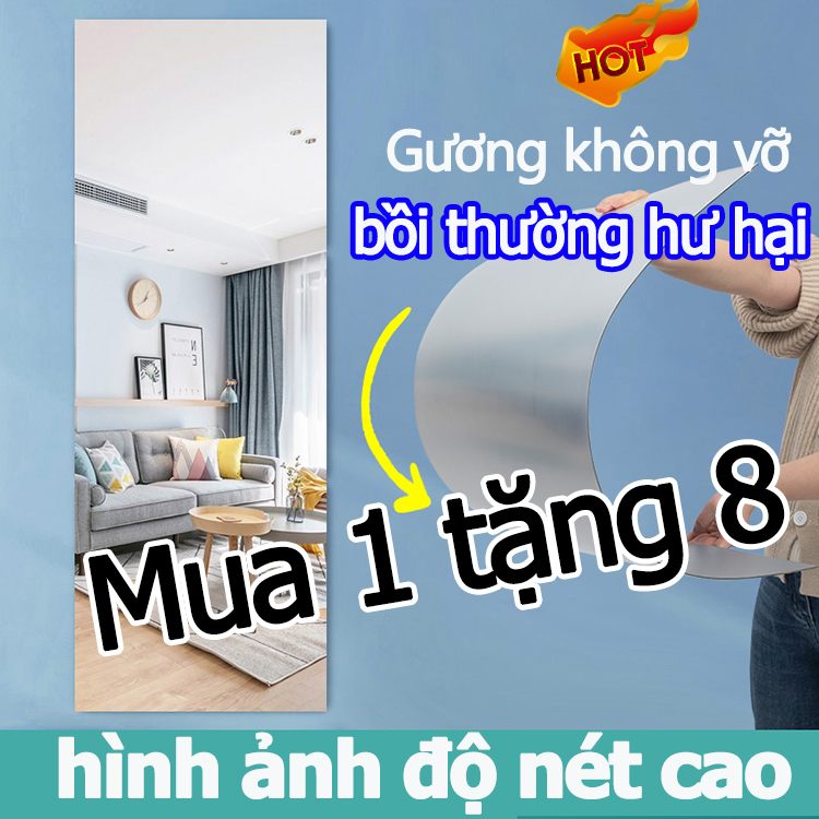 💎Dù rơi thế nào cũng không vỡ💎gương dán tường soi toàn thân Nhà vệ sinh Phòng tắm Phòng ngủ 4 miếng 30*30cm