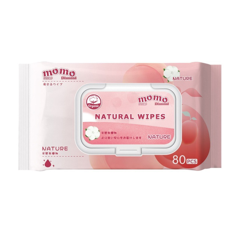 KHĂN GIẤY ƯỚT ORGANIC - THƯƠNG HIỆU MOMODIAMOND - TỰ TAN TRONG NƯỚC - AN TOÀN -LÀNH TÍNH-SET 2 GÓI 40 TỜ
