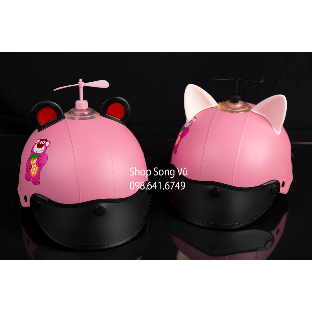 MŨ NÓN BẢO HIỂM GẤU DÂU HỒNG