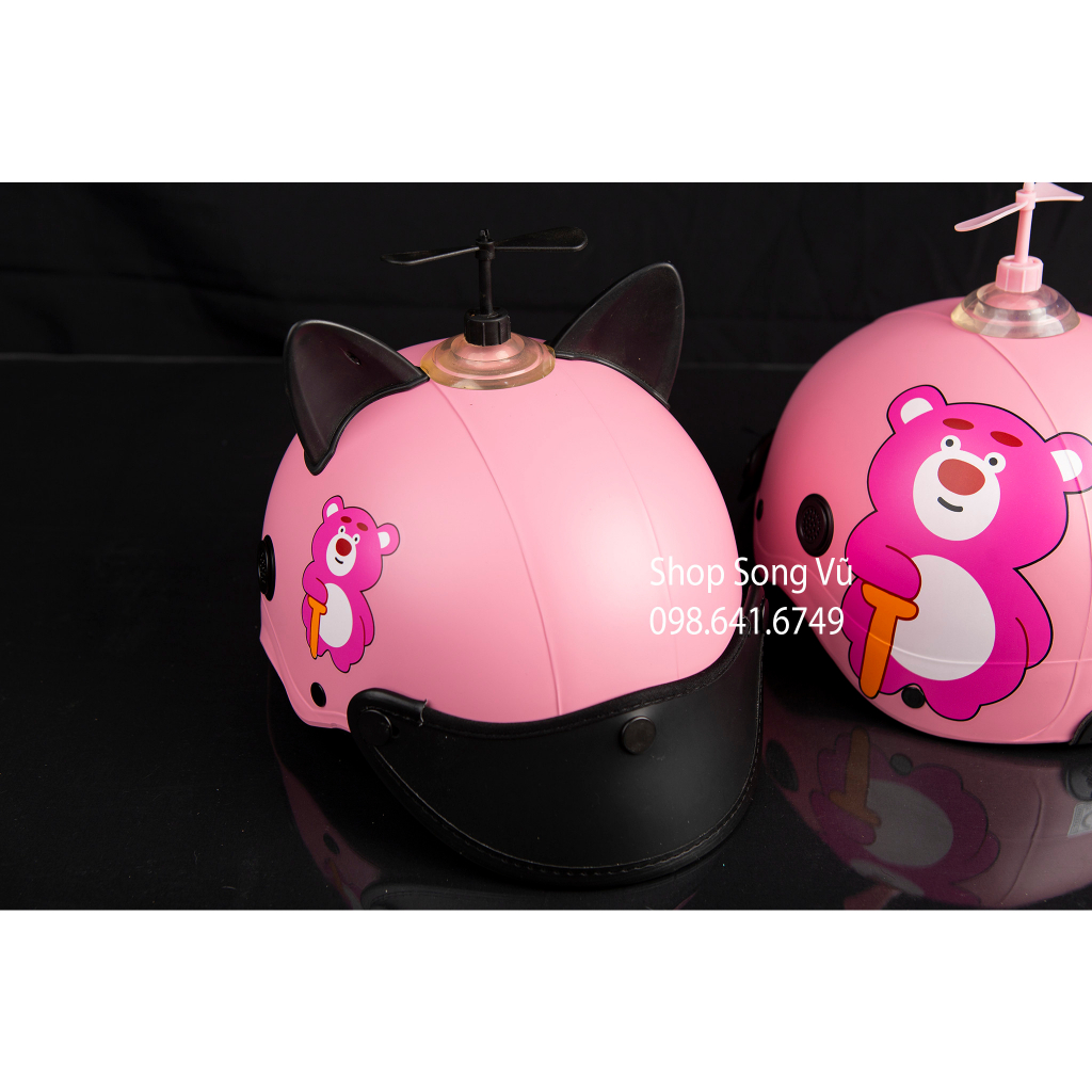 MŨ NÓN BẢO HIỂM GẤU DÂU HỒNG