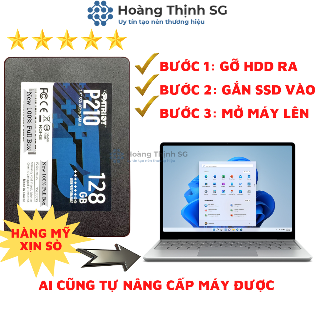 Ổ Cứng SSD 128GB, 256GB, 512GB PATRIOT P210 SATA 3 - 2.5INCH - New 100% - Bảo Hành 3 Năm Chính Hãng