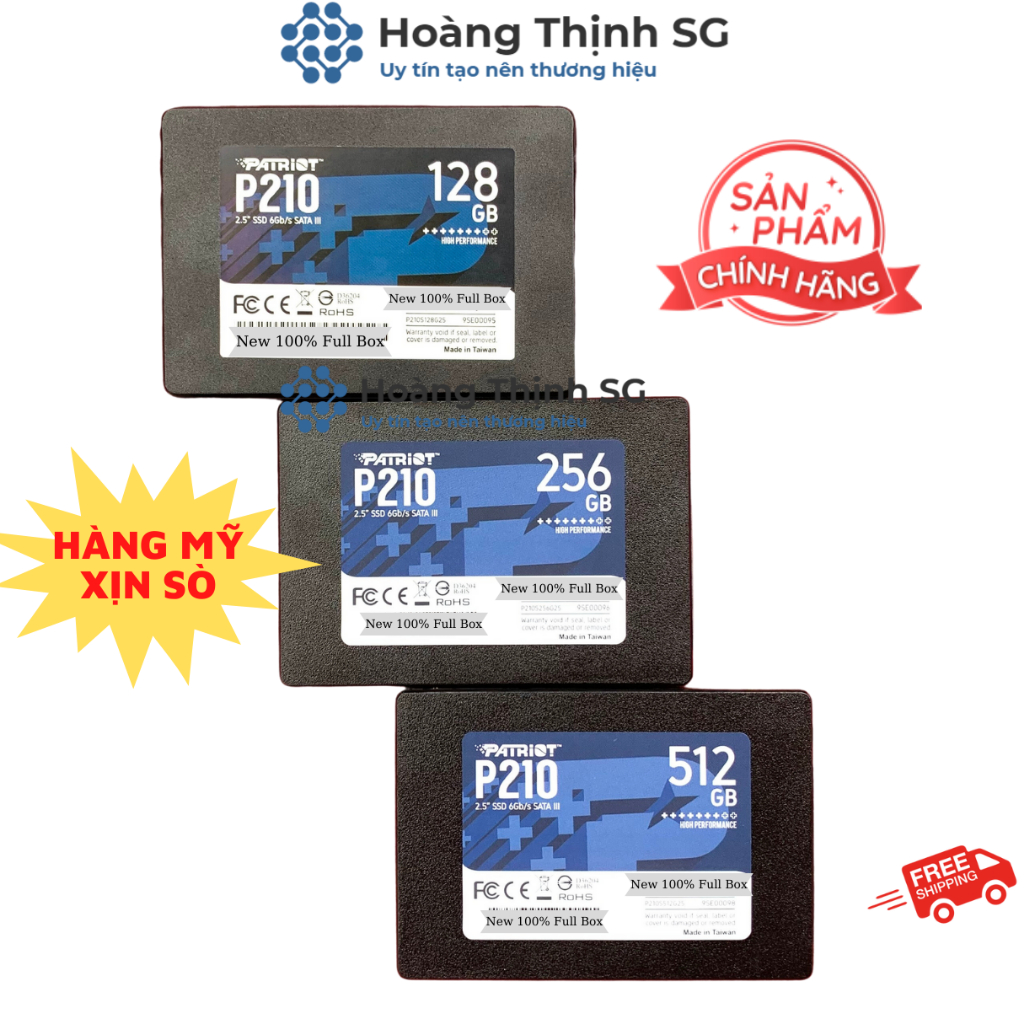 Ổ Cứng SSD 128GB, 256GB, 512GB PATRIOT P210 SATA 3 - 2.5INCH - New 100% - Bảo Hành 3 Năm Chính Hãng