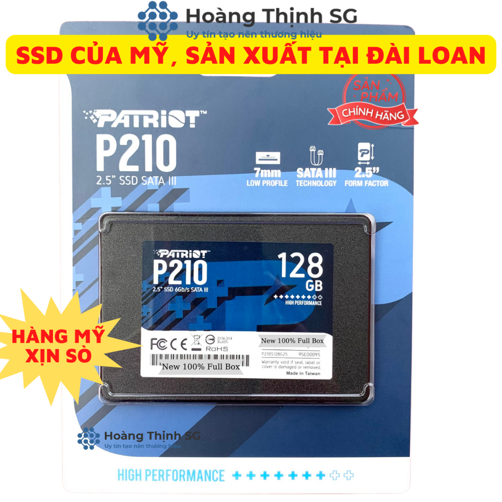 Ổ Cứng SSD 128GB, 256GB, 512GB PATRIOT P210 SATA 3 - 2.5INCH - New 100% - Bảo Hành 3 Năm Chính Hãng