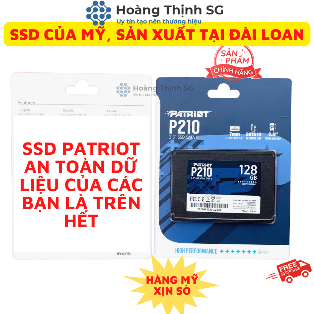 Ổ Cứng SSD 128GB, 256GB, 512GB PATRIOT P210 SATA 3 - 2.5INCH - New 100% - Bảo Hành 3 Năm Chính Hãng