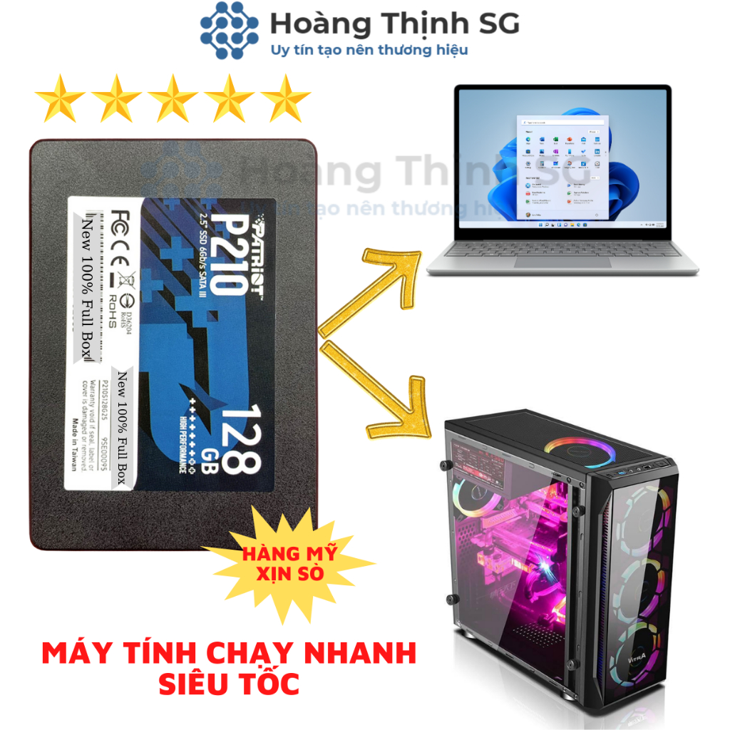 Ổ Cứng SSD 128GB, 256GB, 512GB PATRIOT P210 SATA 3 - 2.5INCH - New 100% - Bảo Hành 3 Năm Chính Hãng