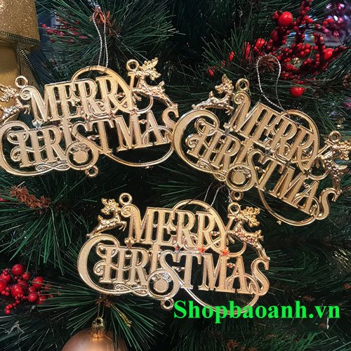 Bảng chữ Merry Christmas trang trí cây thông Giáng Sinh nhà cửa dịp Noel
