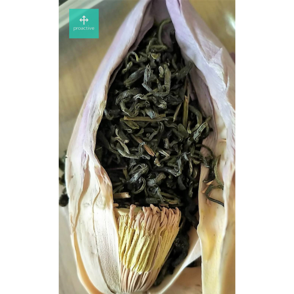 Trà thảo mộc Shan Tuyết ướp búp sen cao cấp 15g Lục Lam - Premium DETOX Organic lotus herbal tea 15g