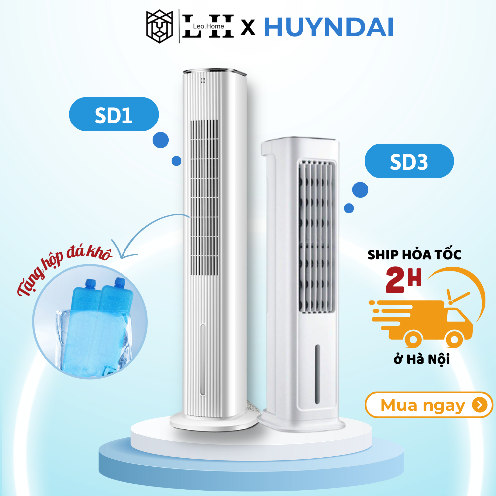 Quạt điều hòa hơi nước HUYNDAI SD1 - SD3 dạng tháp tích hợp lọc không khí và ion âm Bảo hành 1 năm