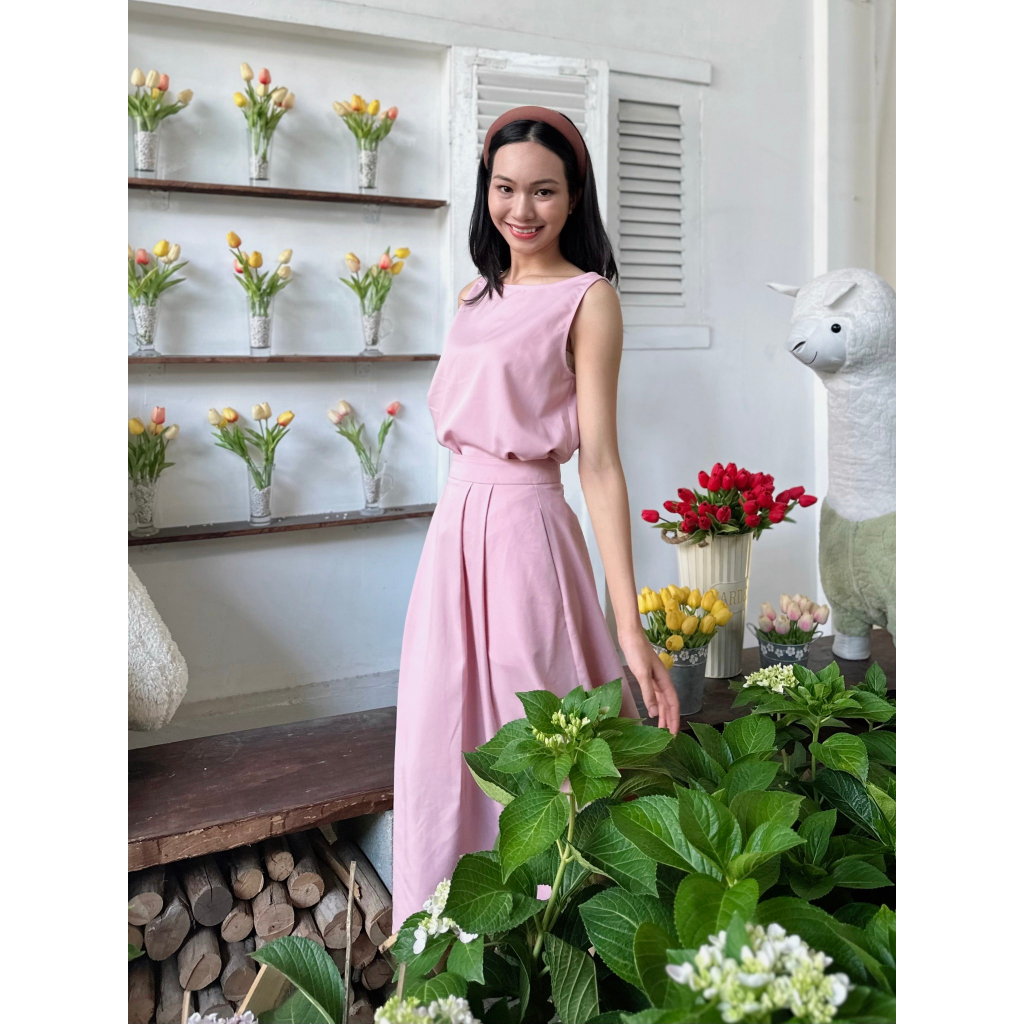MEET - Set Áo + Chân Váy Hồng Pastel