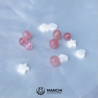 Viên đá dâu tây Strawberry Quartz có lỗ xỏ