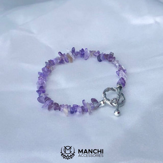 Vòng tay đá vụn Amethyst - thạch anh tím chuôi OT
