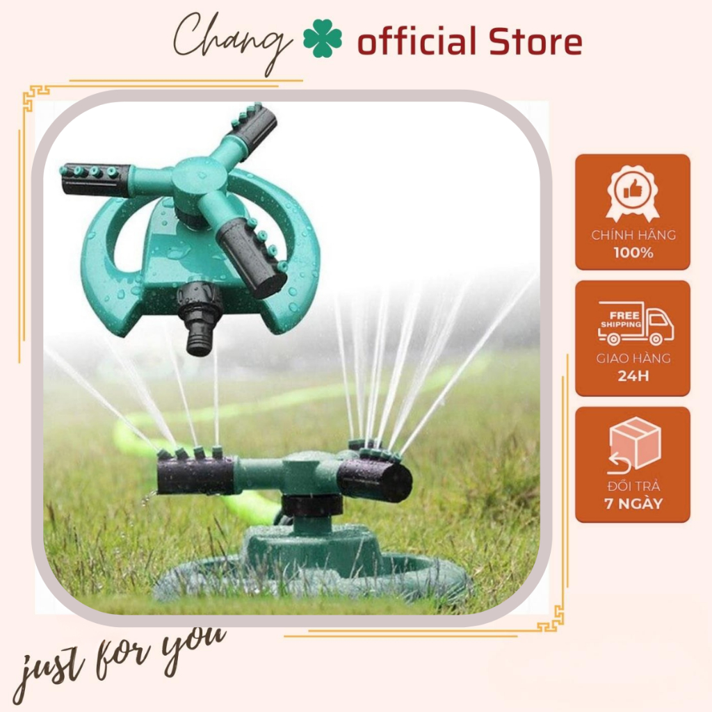 Vòi tưới cây xoay 360 độ có đế TH Garden - Vòi phun nước tưới cây tự động xoay 360 độ ,Sử dụng 3 đầu vòi