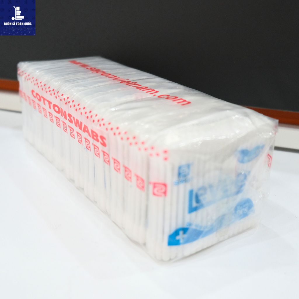 Tăm bông ngoáy tai người lớn LEVEE thân nhựa TB01-074 túi 100 que