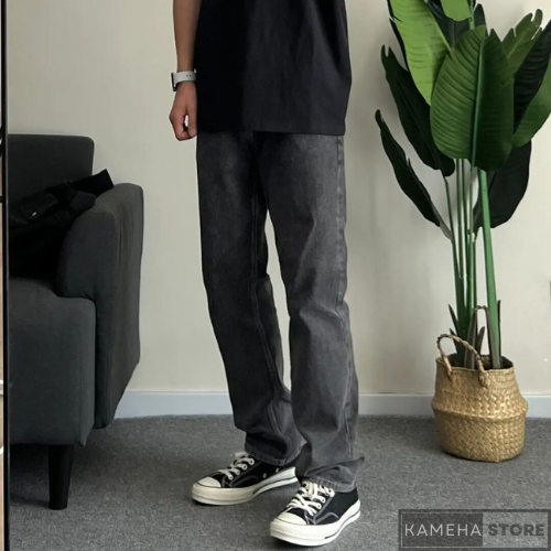 Quần Jean Nam Ống Đứng Form Rộng Kameha Store - Quần Jean Nam Màu Xám Dáng Suông Baggy Form Chuẩn Hàn Quốc KMHQ01 | BigBuy360 - bigbuy360.vn