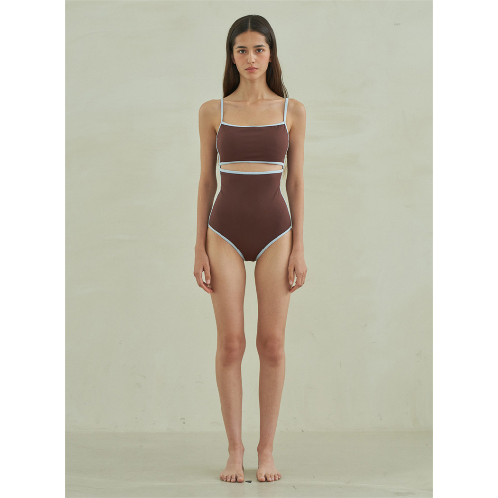 Bikini đồ bơi nữ 1 mảnh liền thân cut out phối 2 màu