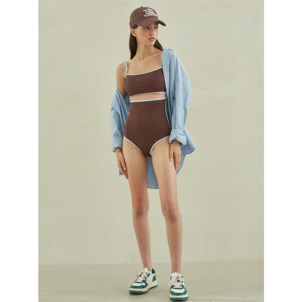 Bikini đồ bơi nữ 1 mảnh liền thân cut out phối 2 màu