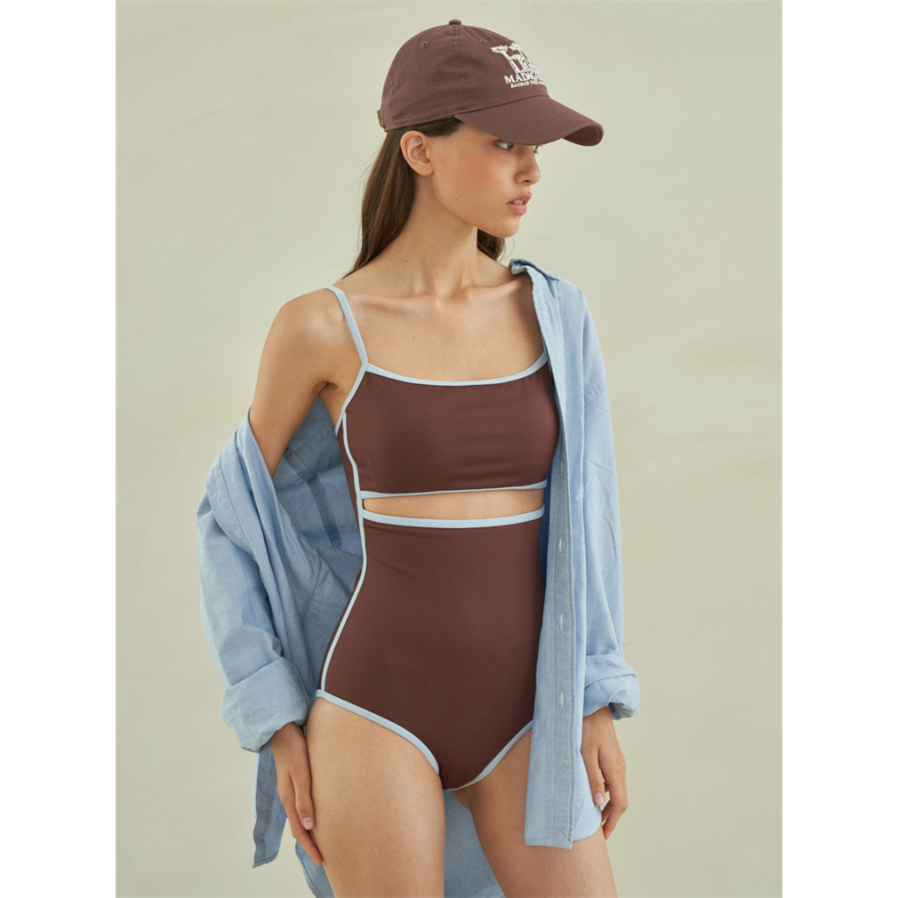 Bikini đồ bơi nữ 1 mảnh liền thân cut out phối 2 màu