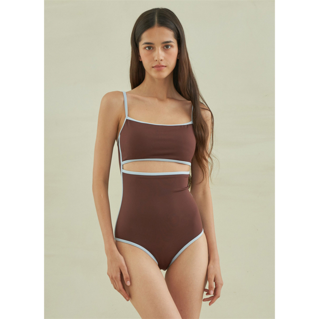Bikini đồ bơi nữ 1 mảnh liền thân cut out phối 2 màu