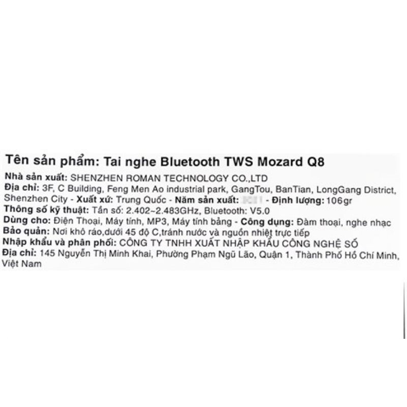 Tai nghe Bluetooth TWS Mozard Q8 Xanh Navy