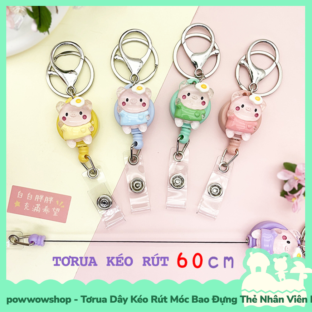 [Sẵn VN - Hỏa Tốc] Tơrua Dây Kéo Rút 60cm Móc Bao Đựng Thẻ Nhân Viên Phong Cách Heo Con Cute Pig Dễ Thương
