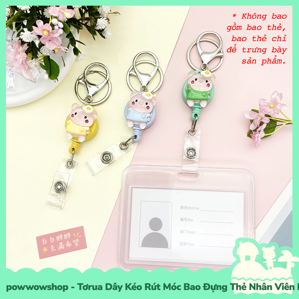 [Sẵn VN - Hỏa Tốc] Tơrua Dây Kéo Rút 60cm Móc Bao Đựng Thẻ Nhân Viên Phong Cách Heo Con Cute Pig Dễ Thương