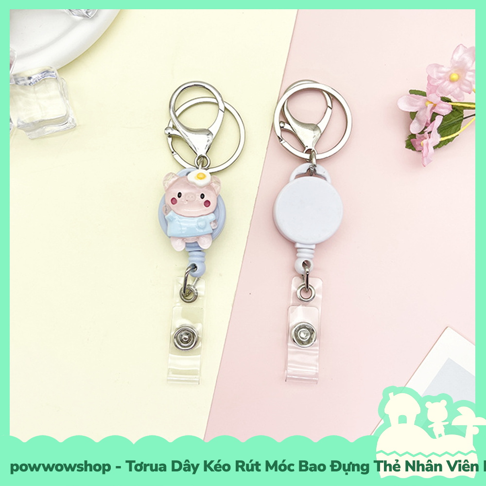 [Sẵn VN - Hỏa Tốc] Tơrua Dây Kéo Rút 60cm Móc Bao Đựng Thẻ Nhân Viên Phong Cách Heo Con Cute Pig Dễ Thương