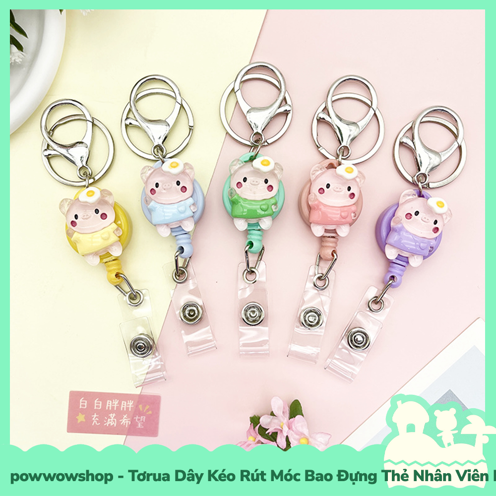 [Sẵn VN - Hỏa Tốc] Tơrua Dây Kéo Rút 60cm Móc Bao Đựng Thẻ Nhân Viên Phong Cách Heo Con Cute Pig Dễ Thương