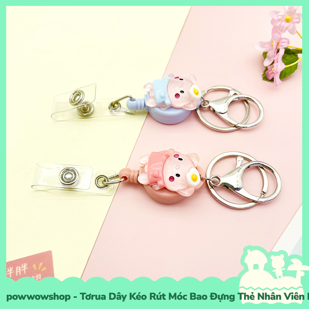 [Sẵn VN - Hỏa Tốc] Tơrua Dây Kéo Rút 60cm Móc Bao Đựng Thẻ Nhân Viên Phong Cách Heo Con Cute Pig Dễ Thương